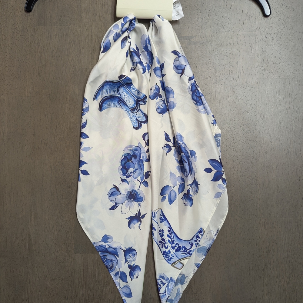 Floral Blue and White Scarf